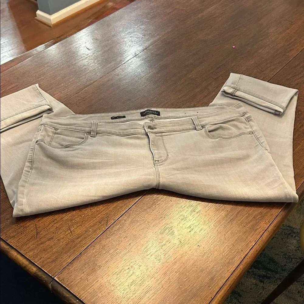 Talbots Light Gray HR Flawless Five Pocket Boyfriend Jeans W22 EUC